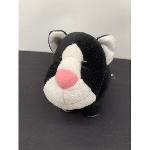 Russ Berrie & Co Black & White Tuxedo Tabby Cat #49296 Stuffed Animal